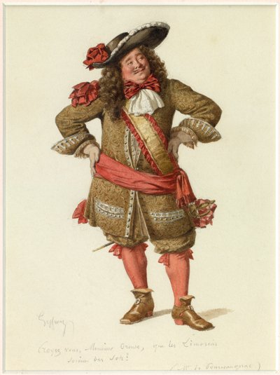 Retrato de Monsieur de Pourceaugnac, c.1870 (acuarela) de Edmond Aime Florentin Geffroy