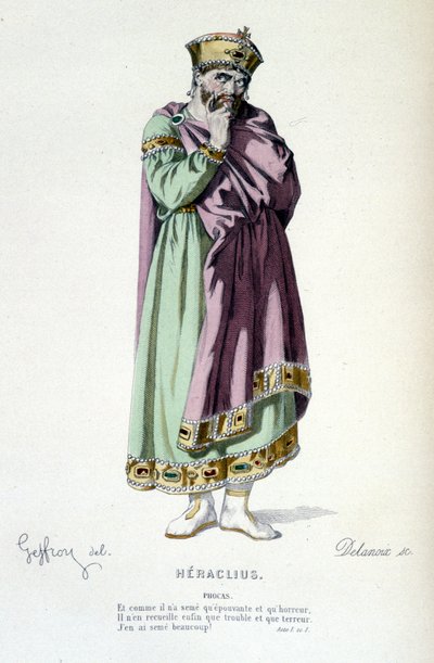 El personaje de Phocas en la tragedia Heraclius - Teatro Completo: (Colección de obras de Corneille) dibujo de Geffroy, grabado de Delanoix - ed. Laplace, Sanchez et Cie, París 1884 de Edmond Aime Florentin Geffroy