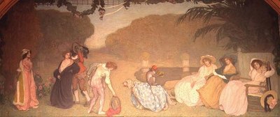 Niñas Observando un Teatro al Aire Libre de Edmond François Aman Jean