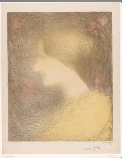 Cabeza de una mujer joven rodeada de rosas de Edmond François Aman Jean