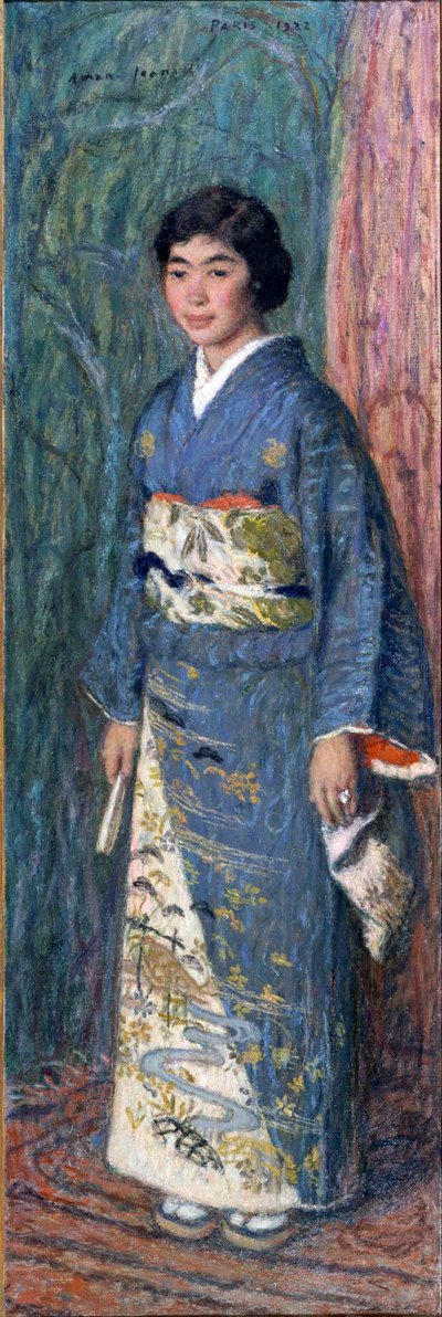 Retrato de una mujer japonesa en kimono, o Madame Kuroki de Edmond François Aman Jean