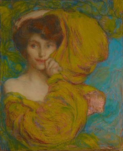 Joven con bufanda amarilla, c. 1900 de Edmond François Aman Jean