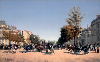 Vista de los Campos Elíseos desde la Plaza de la Estrella en París de Edmond Georges Grandjean