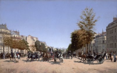 Vista de los Campos Elíseos desde la Plaza de la Estrella en París de Edmond Grandjean