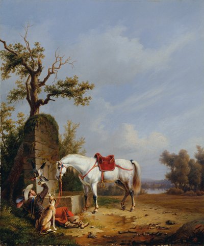 jinete con caballo de Edmond Jean Baptiste Tschaggeny