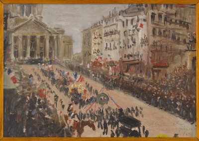 El funeral de Victor Hugo, el cortejo en la rue Soufflot, en 6-1885 (óleo sobre lienzo) de Edmond Lachenal