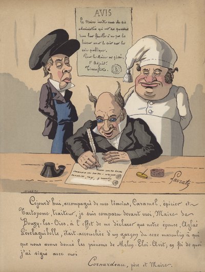 Un alcalde escribiendo un aviso de Edmond Lavrate