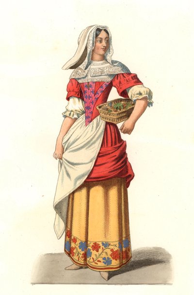 Campesino francés del siglo XVII, de un grabado de Jean Saint Jean - Litografía de una ilustración de Edmond Lechevallier-Chevignard (1825-1902), de 