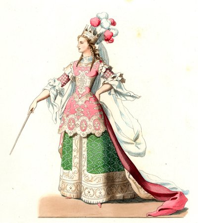 Mujer francesa en traje de baile de ballet de Edmond Lechevallier Chevignard
