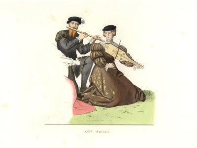 Caballero y dama, Inglaterra de Edmond Lechevallier Chevignard