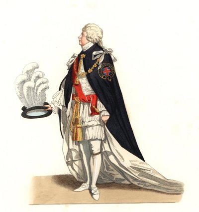 George Frederic Auguste (1727-1760), Príncipe de Gales, Inglaterra siglo XVIII - Litografía basada en una ilustración de Edmond Lechevallier-Chevignard (1825-1902), de Costumes historiques des 16th de Edmond Lechevallier Chevignard