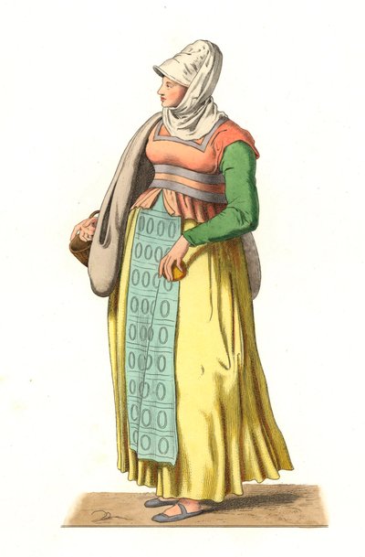 Campesino portugués del siglo XVI - Litografía basada en una ilustración de Edmond Lechevallier-Chevignard (1825-1902), de 