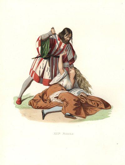 Hombre veneciano matando a su esposa de Edmond Lechevallier Chevignard