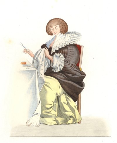 Mujer de la nobleza francesa del siglo XVI, de una ilustración de Edmond Lechevallier-Chevignard, de 