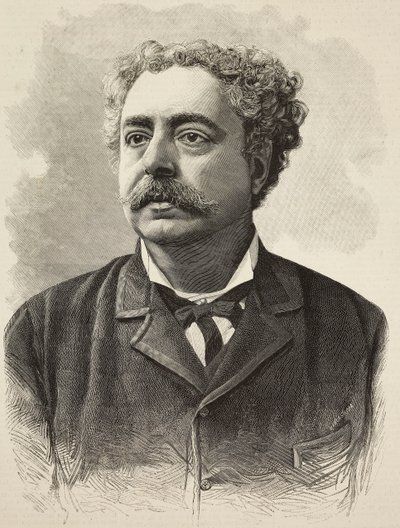 Retrato de Edmondo De Amicis (1846-1908), autor italiano, grabado de E Mancastroppa a partir de una fotografía de Schemboche de L