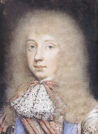 Retrato de Edward Stuart, busto, con cabello suelto y corbata de encaje de Edmund Ashfield