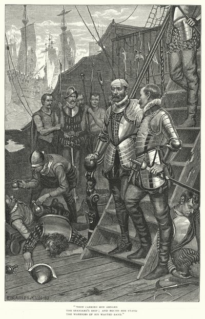 La última pelea de Sir Richard Grenville de Edmund Blair (after) Leighton