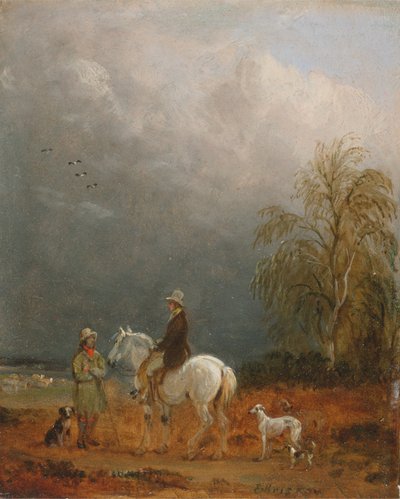 Un viajero y un pastor en un paisaje de Edmund Bristow