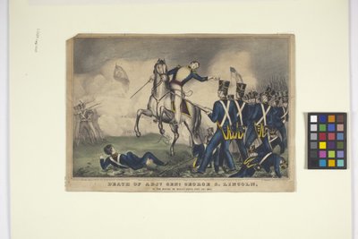 Death Of Adjt. Genl. George S. Lincoln (litografía coloreada a mano) de Edmund Burke Kellogg