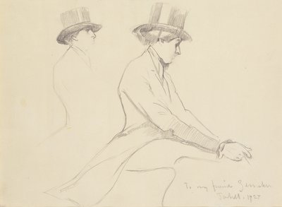 Figuras ecuestres (lápiz sobre papel) de Edmund Charles Tarbell