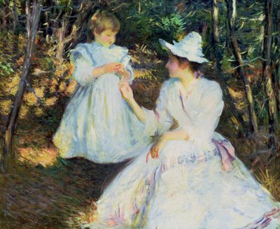Madre e hijo en el bosque de pinos, c.1893 de Edmund Charles Tarbell