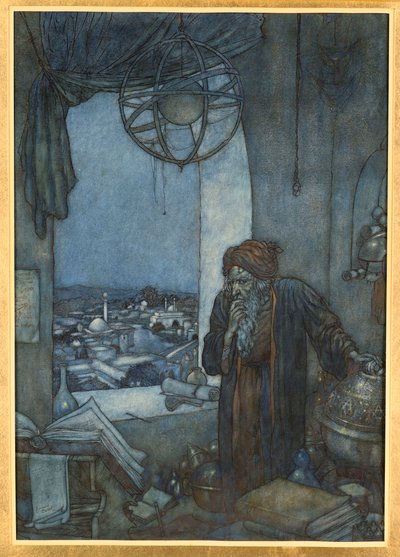 Un muecín de la Torre de la Oscuridad de Edmund Dulac