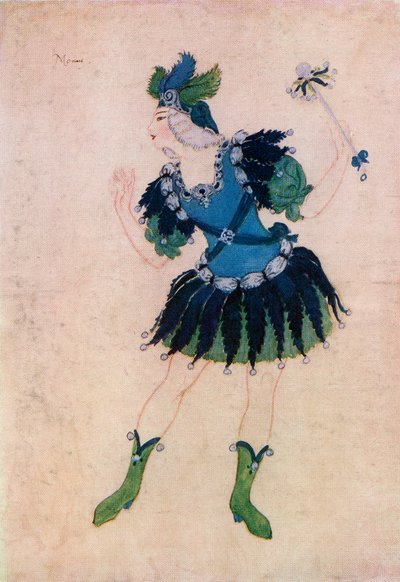 Diseño para el traje de Momus en la ópera Phebus and Pan, Edmund Dulac del libro "Princess Marie-José