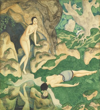 Eco y Narciso (acuarela y gouache sobre papel) de Edmund Dulac
