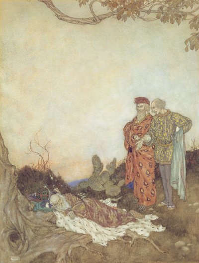 Ilustración para "La Tempestad" Acto II, Escena 1 de Edmund Dulac