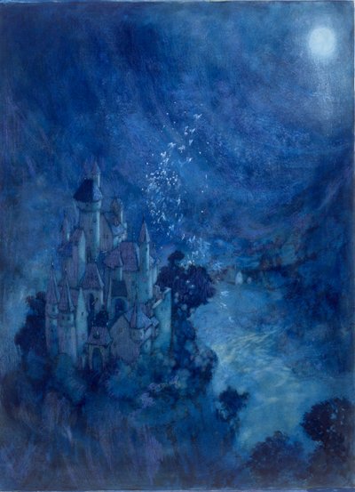 Nocturnal Spires (acuarela sobre papel) de Edmund Dulac
