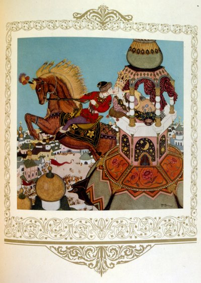 Príncipe besando a una bella princesa en una torre. Rusia" de Dulac. de Edmund Dulac