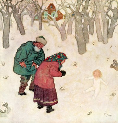 "La doncella más delicada y bonita que jamás habían visto", ilustración del cuento ruso Snegorotchka, del Fairy-Book de Edmund Dulac: Cuentos de hadas de las naciones aliadas, pub.1916 de Edmund Dulac