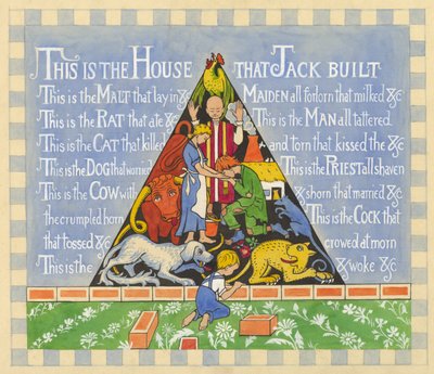 La casa que construyó Jack,c.1935 (gouache sobre papel) de Edmund Hunter