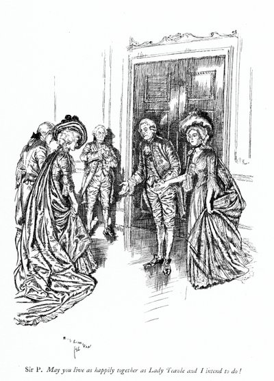 Ilustración para La Escuela del Escándalo de Sheridan (grabado) de Edmund Joseph (after) Sullivan