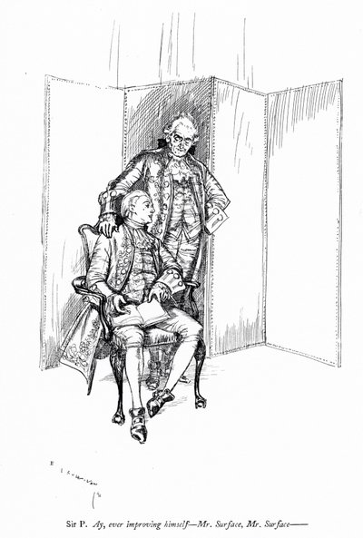 Ilustración para La Escuela del Escándalo de Sheridan (grabado) de Edmund Joseph (after) Sullivan