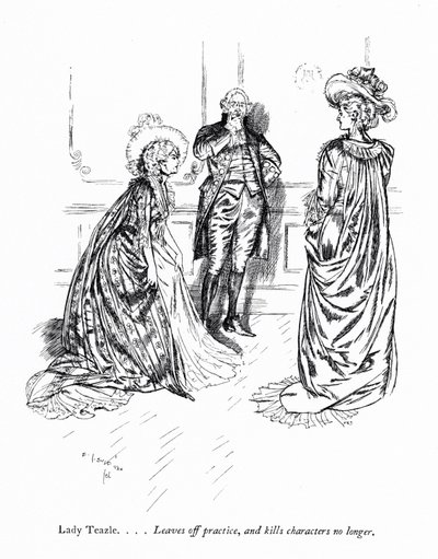 Ilustración para La escuela del escándalo de Sheridan de Edmund Joseph (after) Sullivan