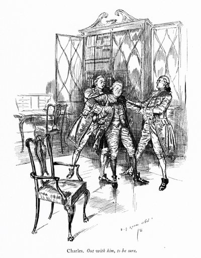 Ilustración para La escuela del escándalo de Sheridan de Edmund Joseph (after) Sullivan