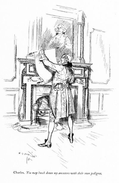 Ilustración para La escuela del escándalo de Sheridan de Edmund Joseph (after) Sullivan