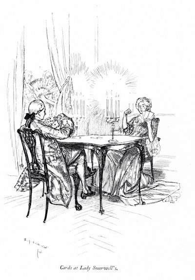 Ilustración para La escuela del escándalo de Sheridan de Edmund Joseph (after) Sullivan