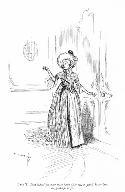 Ilustración para La escuela del escándalo de Sheridan de Edmund Joseph (after) Sullivan