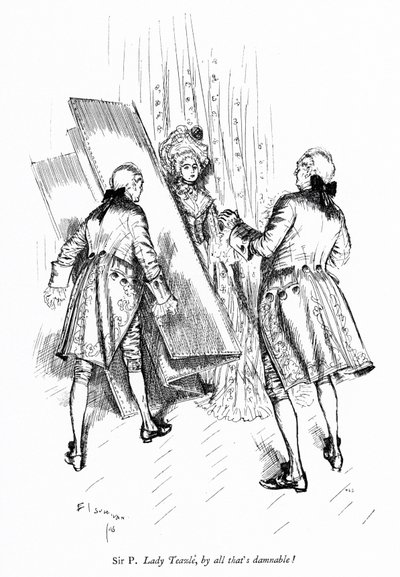 Ilustración para La Escuela del Escándalo de Sheridan de Edmund Joseph (after) Sullivan