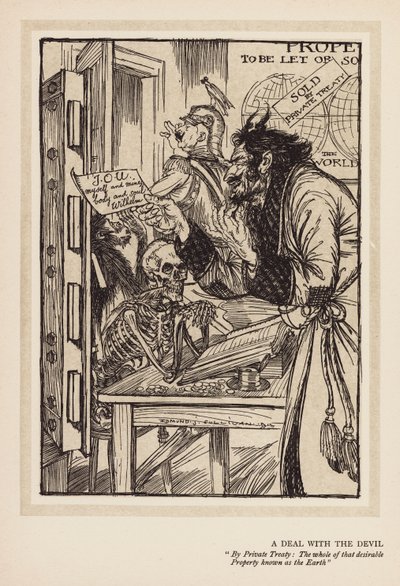 La guirnalda del Kaiser: Un trato con el diablo (litografía) de Edmund Joseph (after) Sullivan