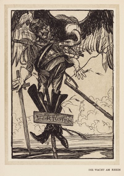 La guirnalda del Kaiser: Die Wacht Am Rhein (litografía) de Edmund Joseph (after) Sullivan