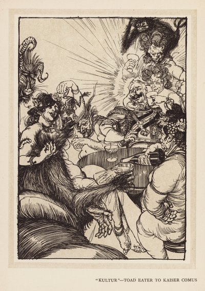 La guirnalda del Kaiser: "Kultur", Comedor de Sapos al Kaiser Comus (litografía) de Edmund Joseph (after) Sullivan