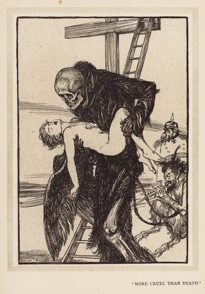 La guirnalda del Kaiser: "Más cruel que la muerte" (litografía) de Edmund Joseph (after) Sullivan