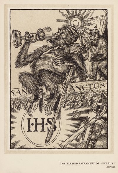 La guirnalda del Kaiser: El Santísimo Sacramento de la "Kultur" (litografía) de Edmund Joseph (after) Sullivan