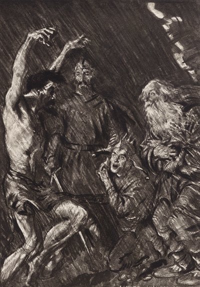 William Shakespeare La Tragedia del Rey Lear, Acto III, Escena 4 (litografía) de Edmund Joseph (after) Sullivan