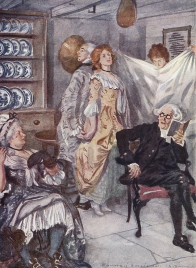Ilustración para El vicario de Wakefield de Oliver Goldsmith de Edmund Joseph Sullivan