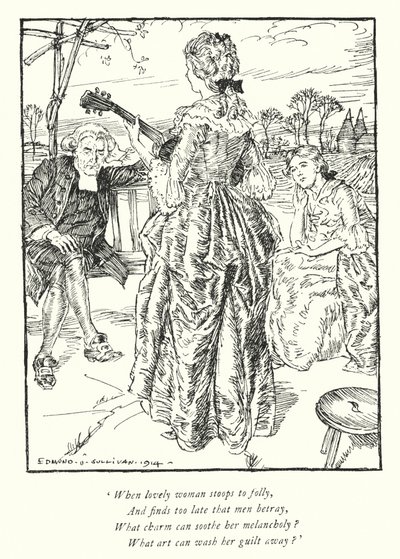 Ilustración para El vicario de Wakefield de Oliver Goldsmith de Edmund Joseph Sullivan