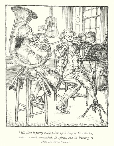 Ilustración para El Vicario de Wakefield de Oliver Goldsmith de Edmund Joseph Sullivan